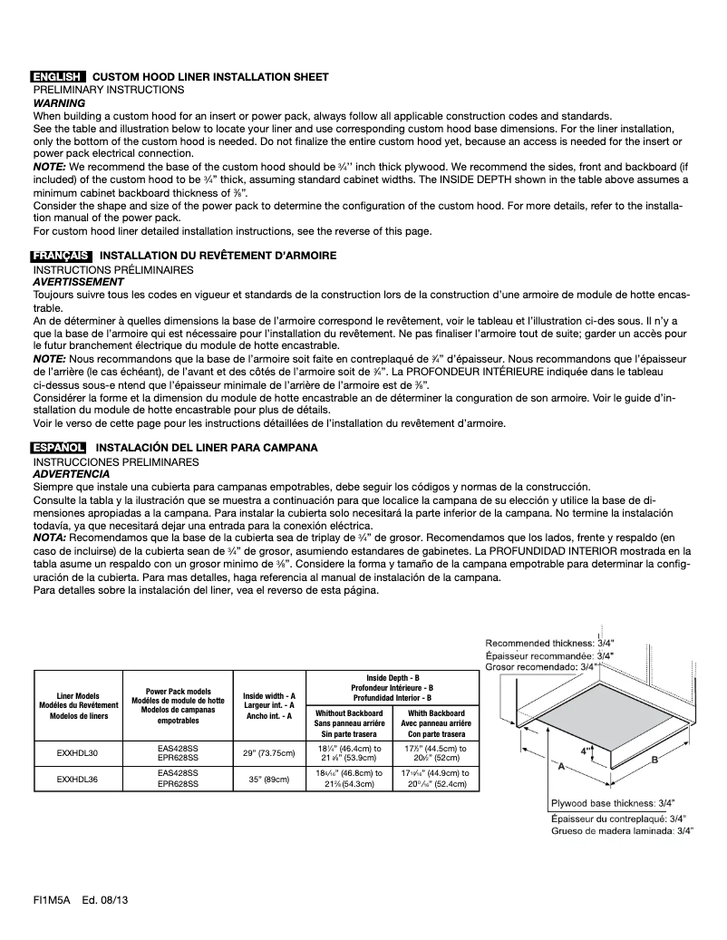 Page 1 de la notice Guide d'installation Elica Asti PRF0131095