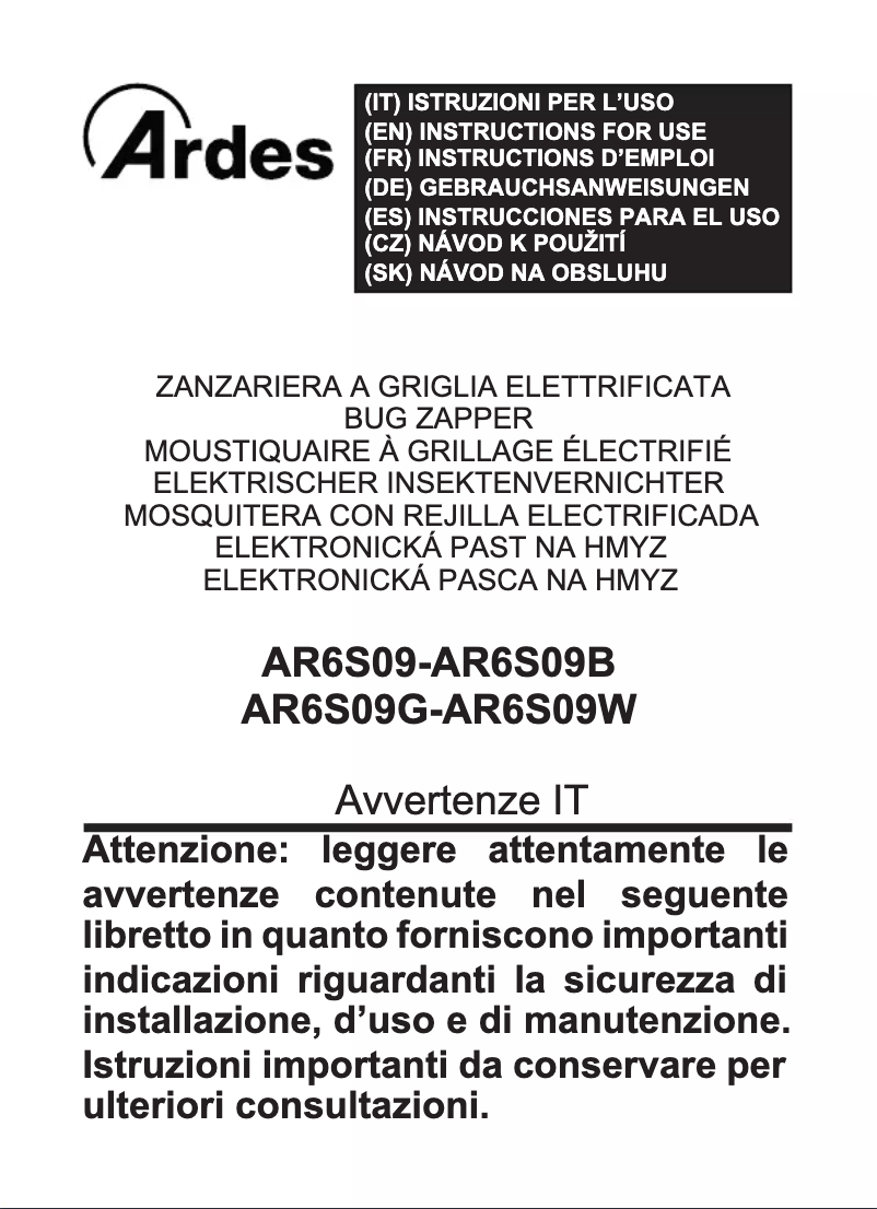 Page 1 de la notice Manuel utilisateur Ardes AR6S09W