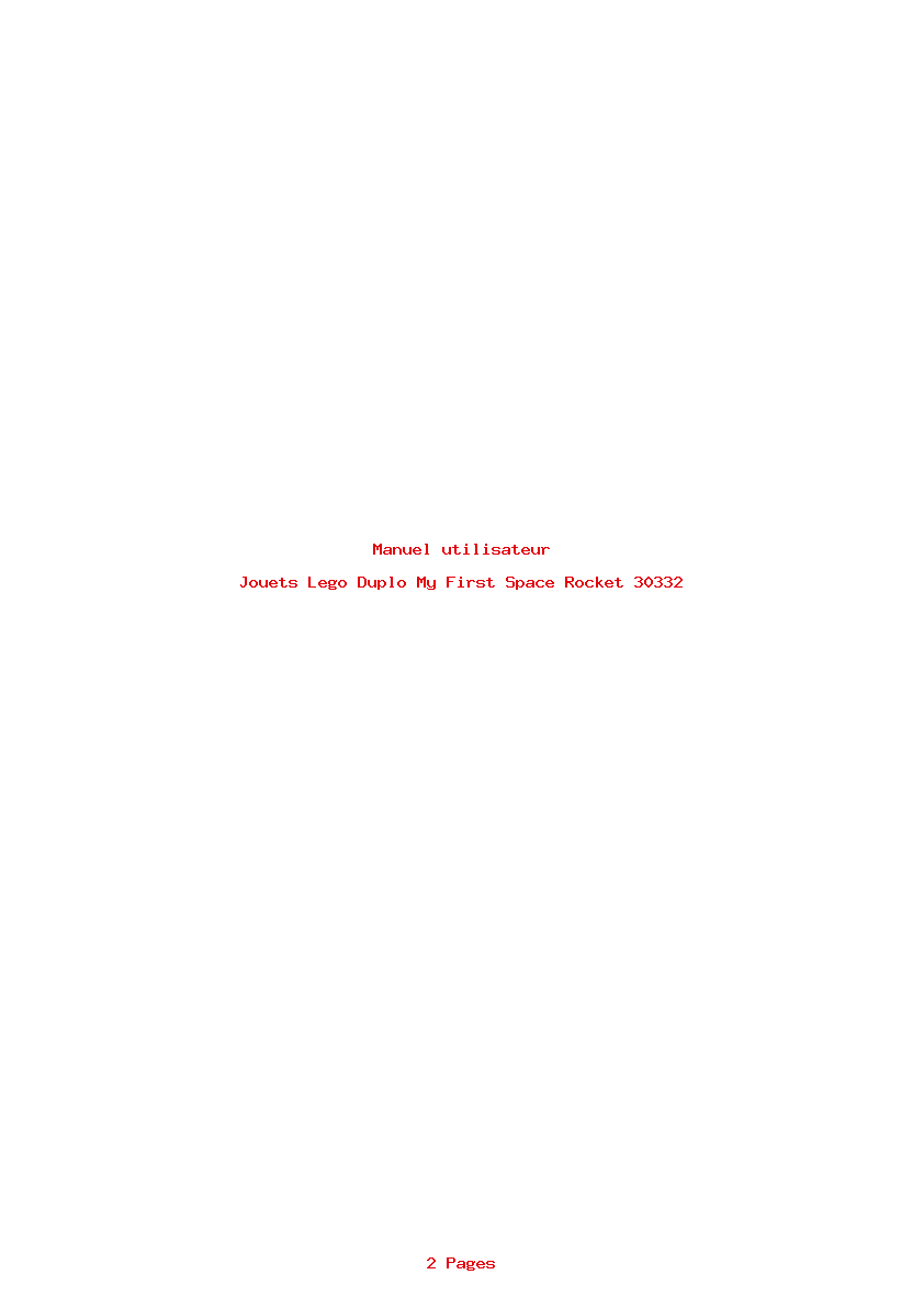 Page 1 de la notice Manuel utilisateur Lego Duplo My First Space Rocket 30332