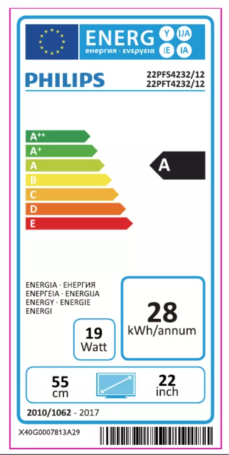 Page n°1 - Label énergétique Philips 4200 series 22PFT4232