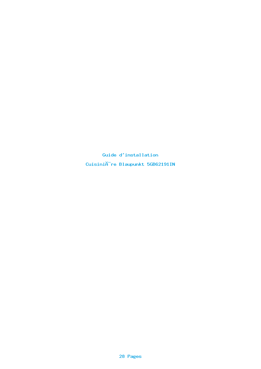 Page 1 de la notice Guide d'installation Blaupunkt 5GB62191IN