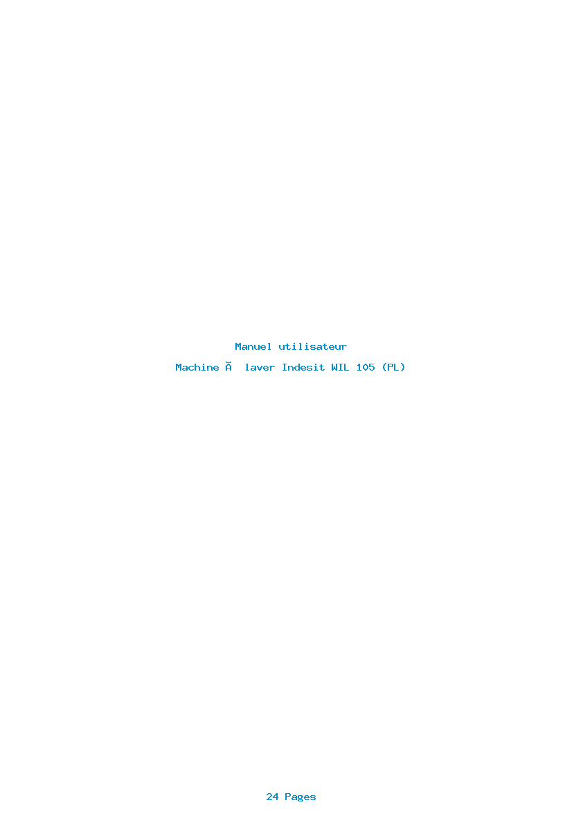 Page 1 de la notice Manuel utilisateur Indesit WIL 105 (PL)
