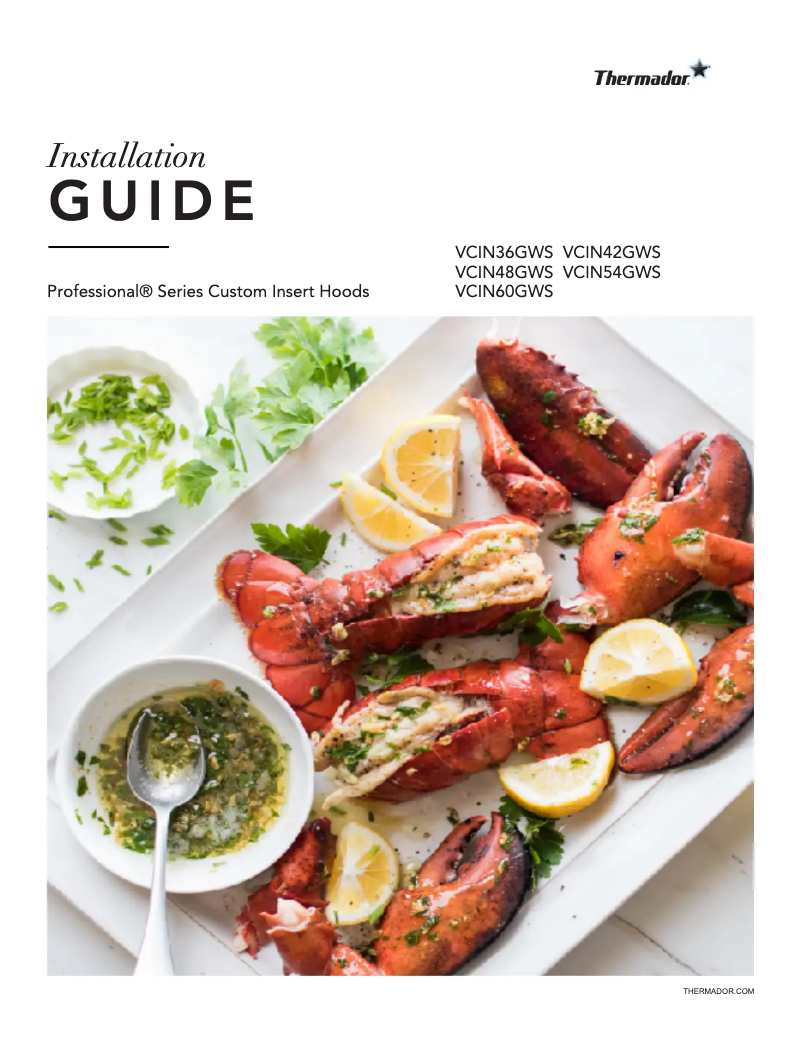 Page 1 de la notice Guide d'installation Thermador VCIN36GWS