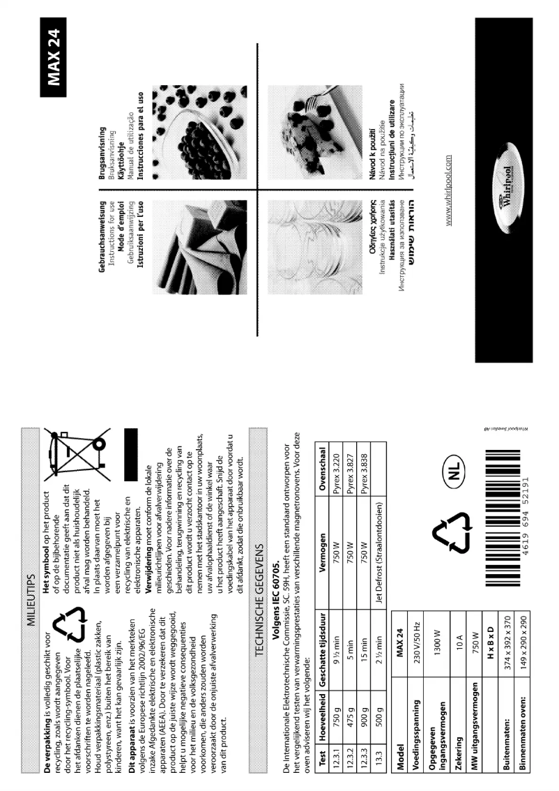 Page 1 de la notice Manuel utilisateur Whirlpool MAX 24 WH