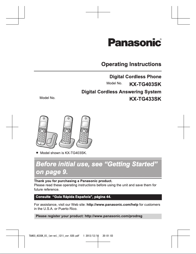 Página 1 del manual Manual de usuario Panasonic KX-TG433SK
