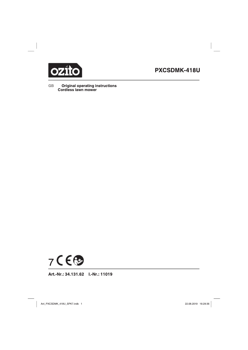 Page 1 de la notice Manuel utilisateur Ozito PXCSDMK-418U
