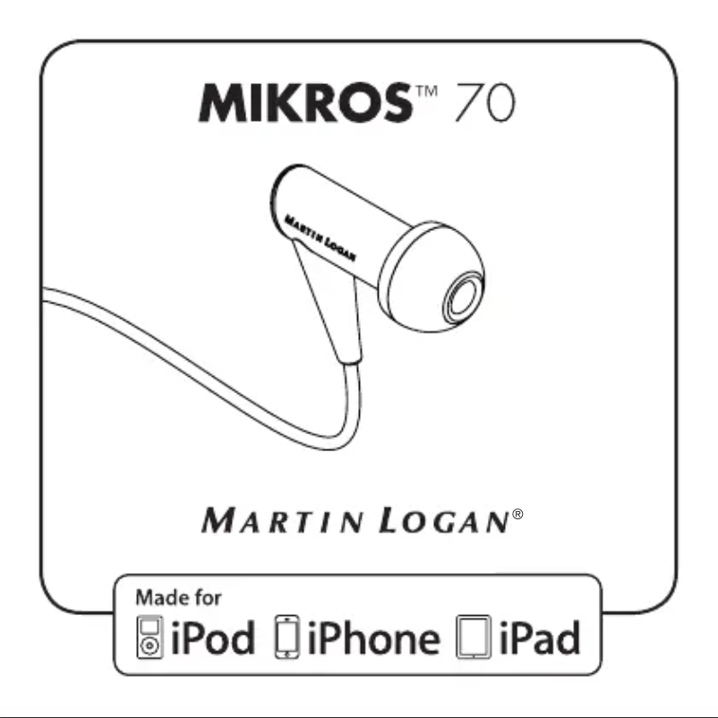 Page 1 de la notice Manuel utilisateur Martin Logan Mikros 70