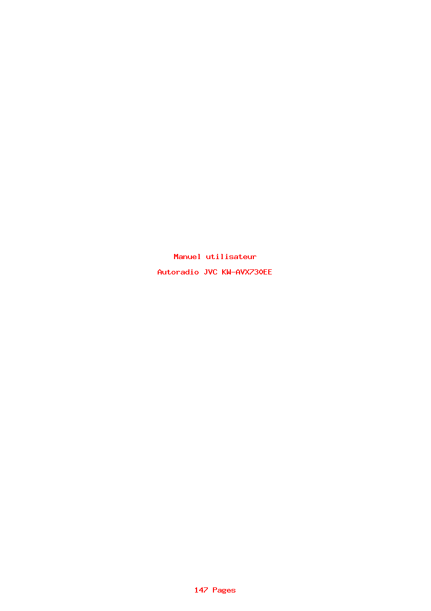 Page 1 de la notice Manuel utilisateur JVC KW-AVX730EE