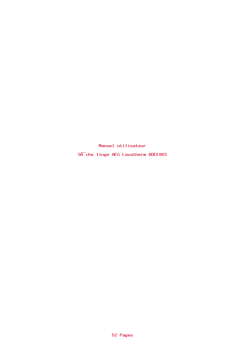 Page 1 de la notice Manuel utilisateur AEG Lavatherm 8DEE86S