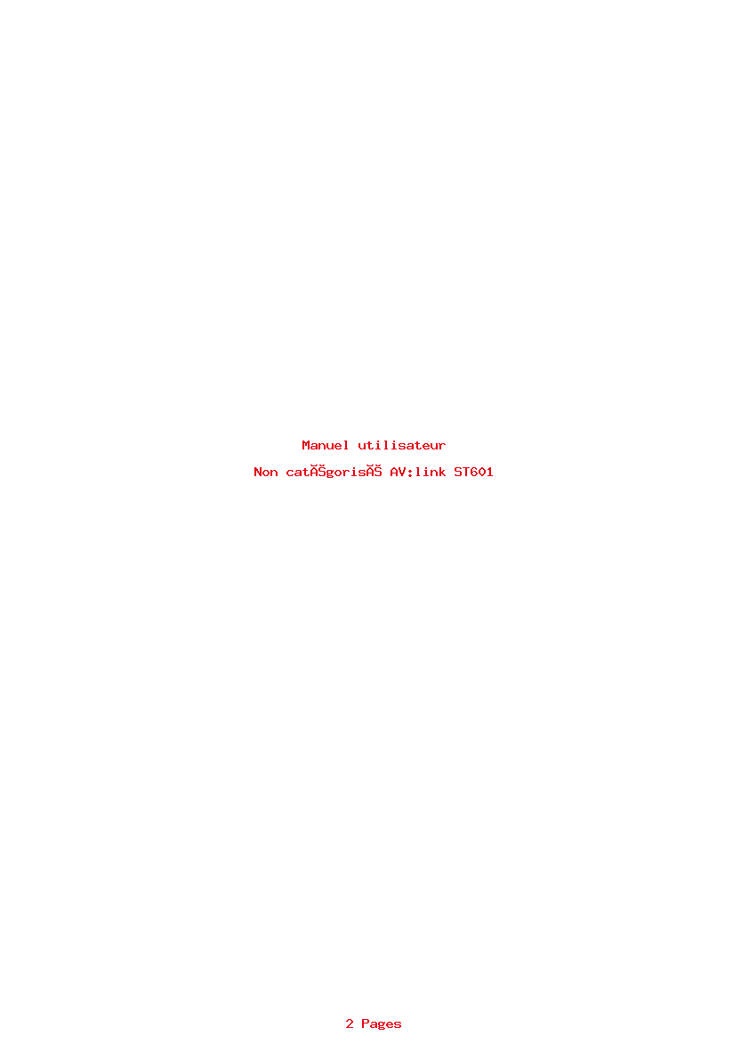 Page 1 de la notice Manuel utilisateur AV:link ST601