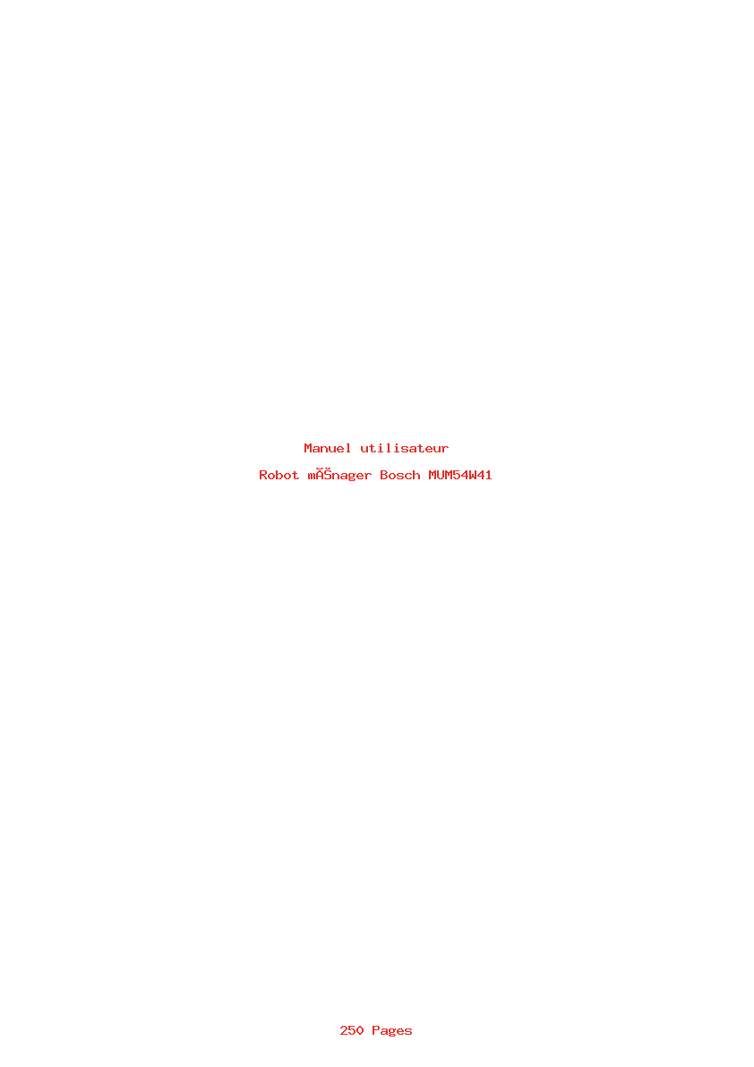 Page 1 de la notice Manuel utilisateur Bosch MUM54W41