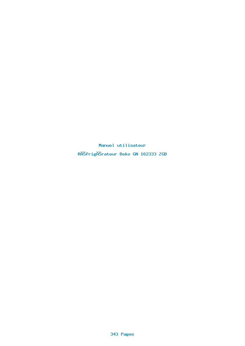 Page 1 de la notice Manuel utilisateur Beko GN 162333 ZGB