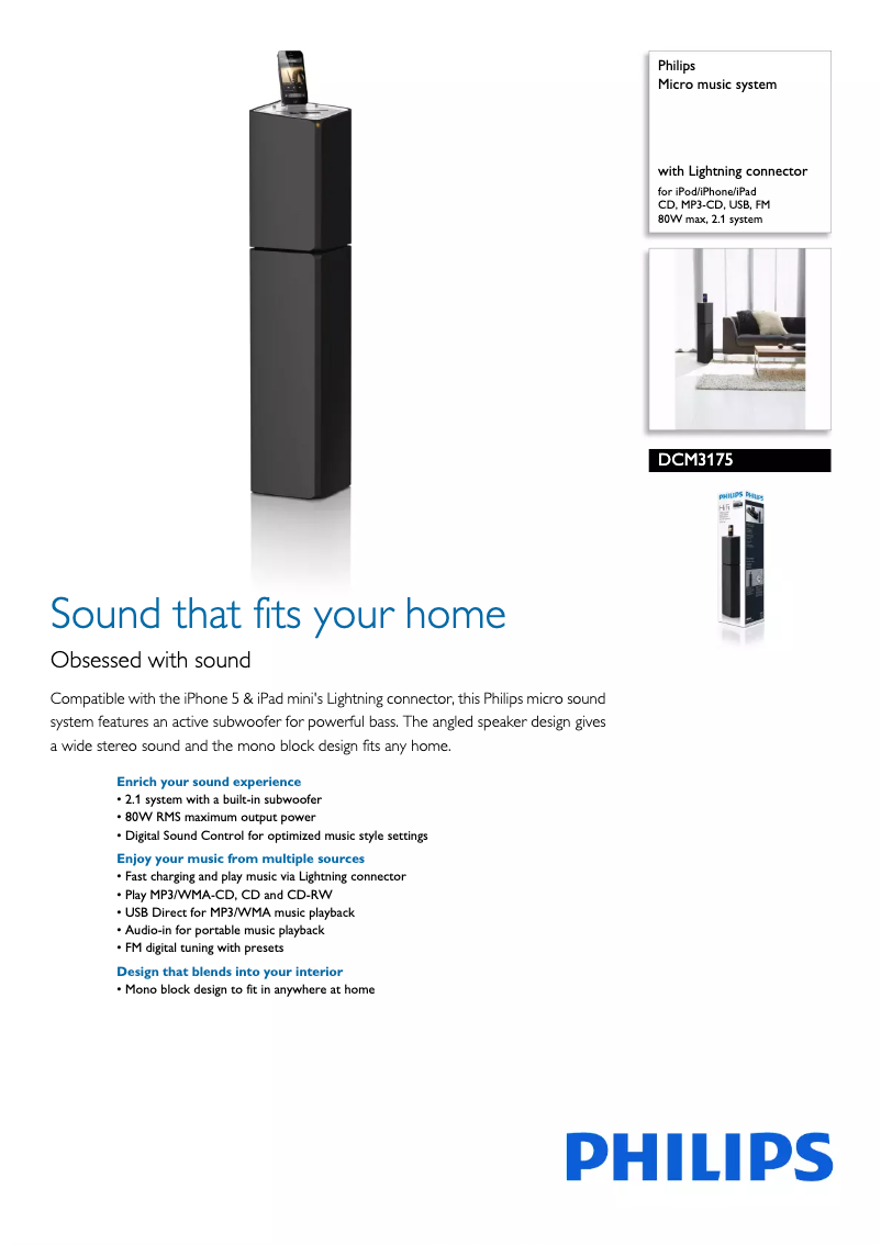 Page n°1 - Brochure Philips DCM3175