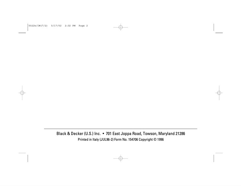 Page 1 de la notice Manuel utilisateur Black & Decker 5022K