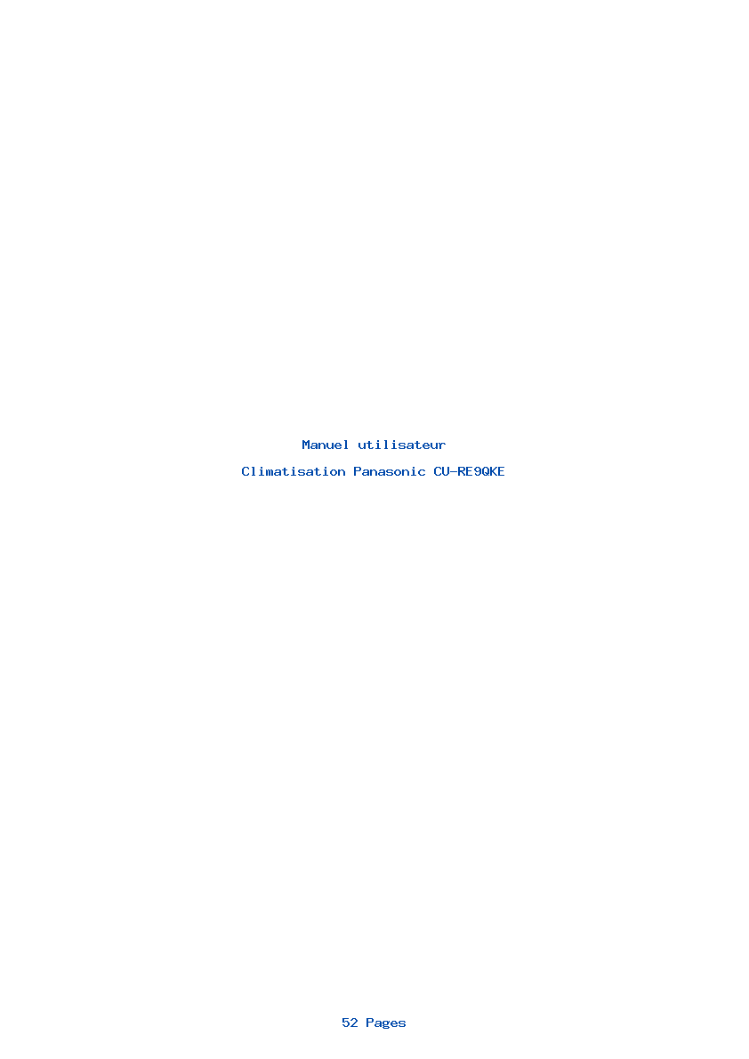 Page 1 de la notice Manuel utilisateur Panasonic CU-RE9QKE