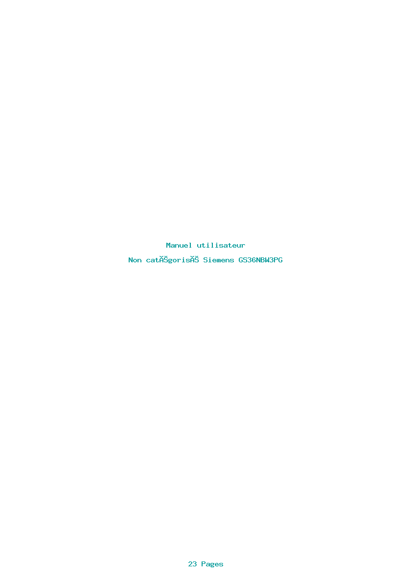 Page 1 de la notice Manuel utilisateur Siemens GS36NBW3PG