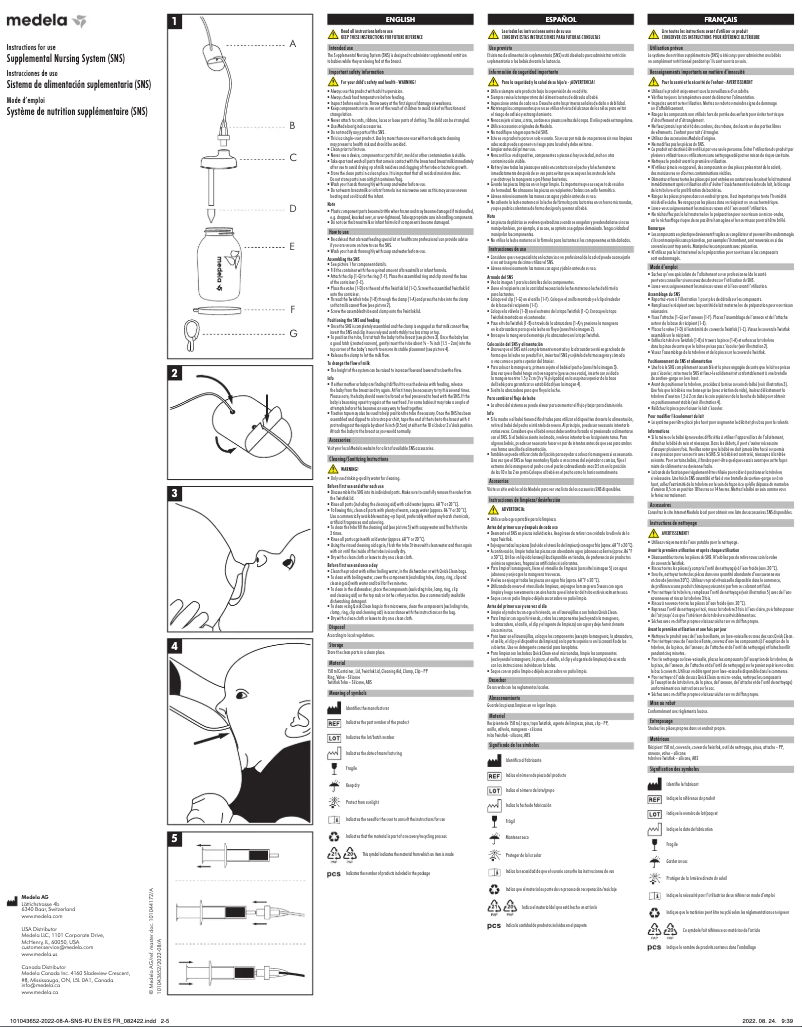 Page 1 de la notice Manuel utilisateur Medela Supplemental Nursing System (SNS)