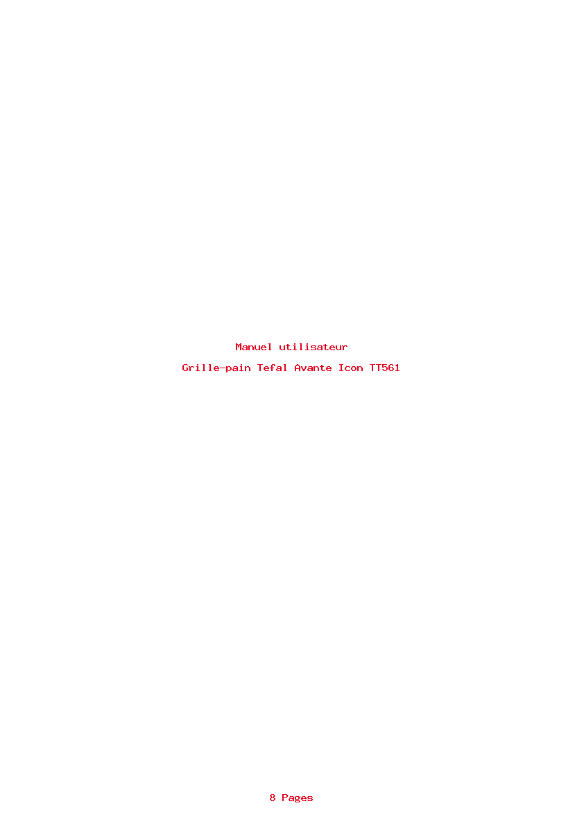 Page 1 de la notice Manuel utilisateur Tefal Avante Icon TT561
