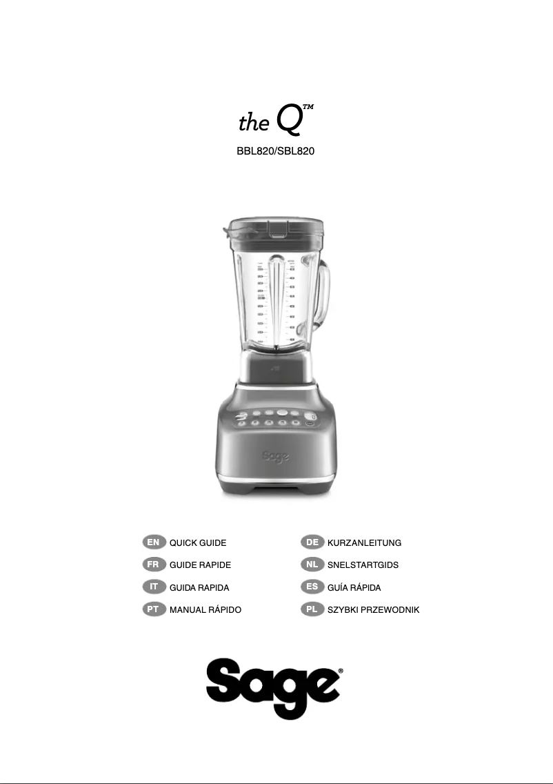 Page 1 de la notice Manuel utilisateur Sage the Q SBL820