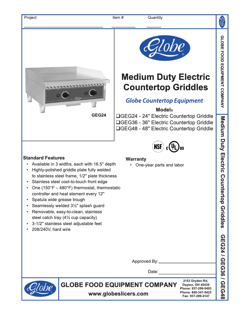 Page 1 de la notice Manuel d'utilisation et d'entretien Globe GEG36