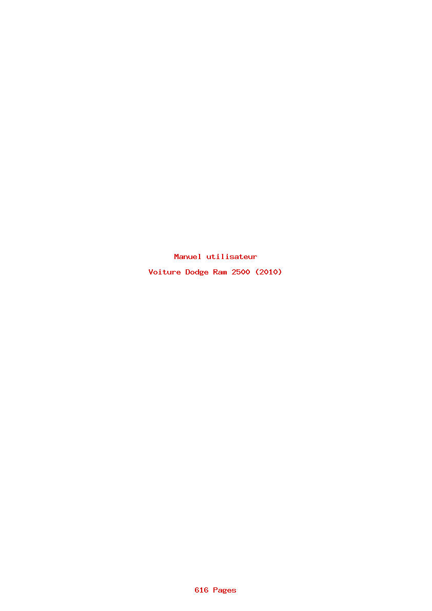 Page 1 de la notice Manuel utilisateur Dodge Ram 2500 (2010)