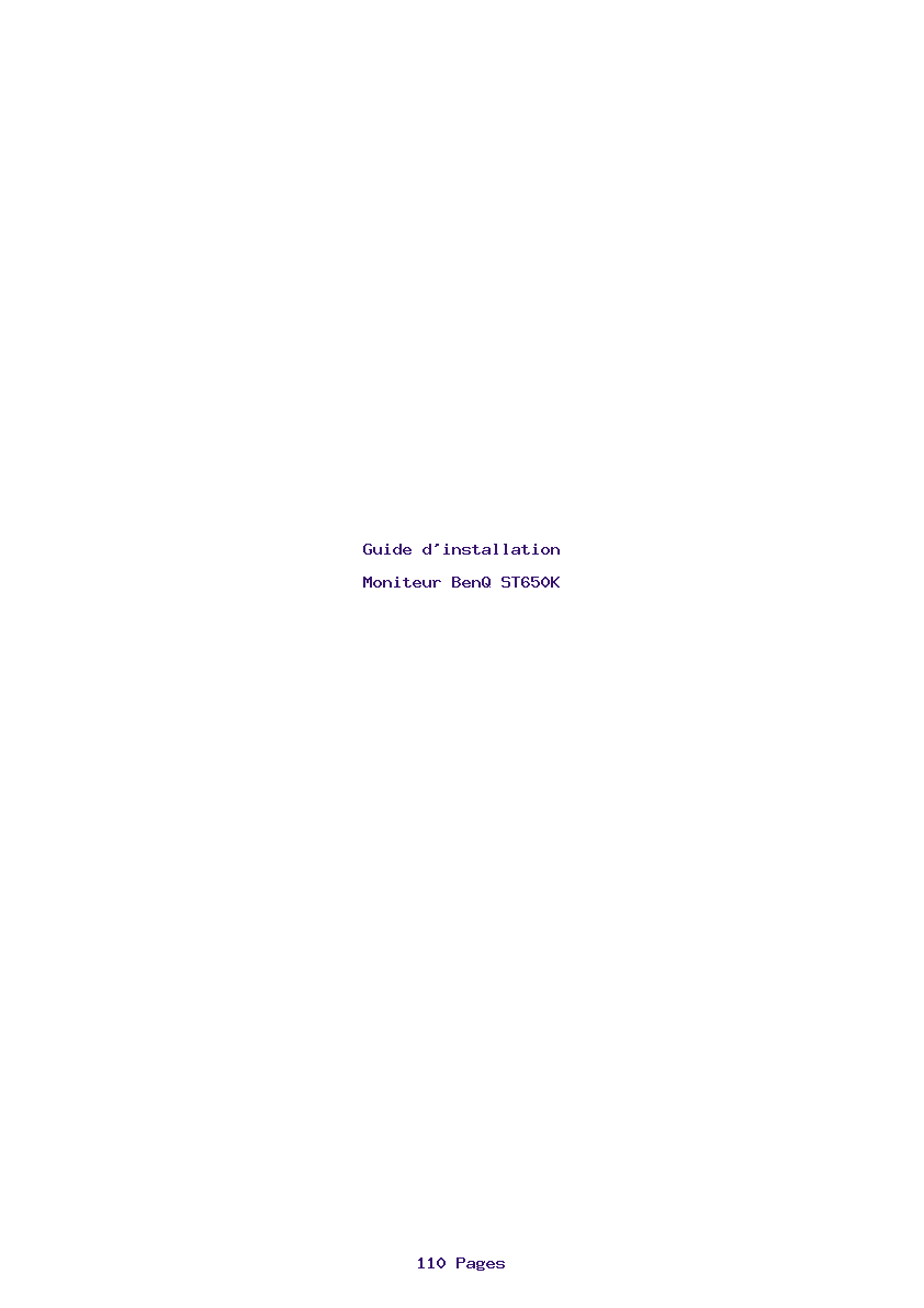 Page 1 de la notice Guide d'installation BenQ ST650K