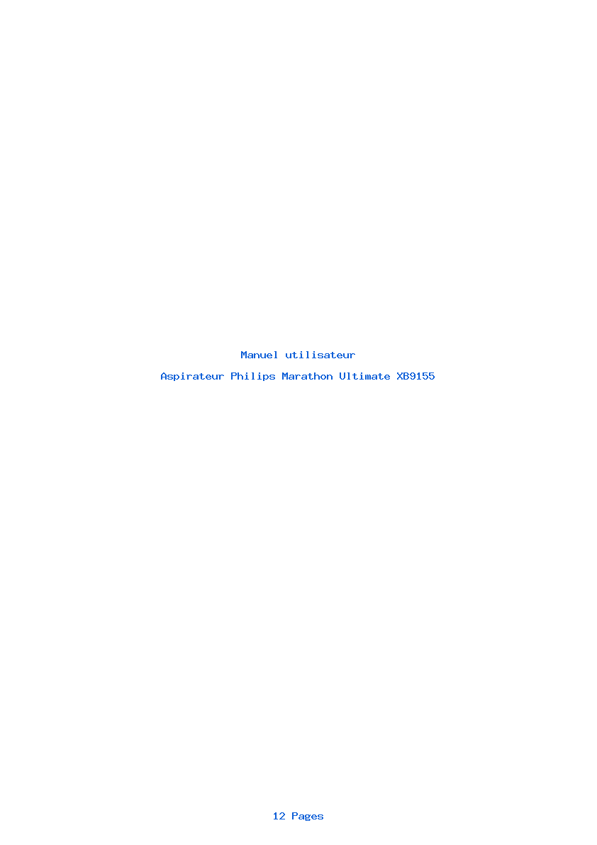 Page 1 de la notice Manuel utilisateur Philips Marathon Ultimate XB9155