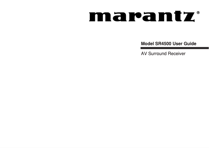 Página 1 del manual Manual de usuario Marantz SR-4500