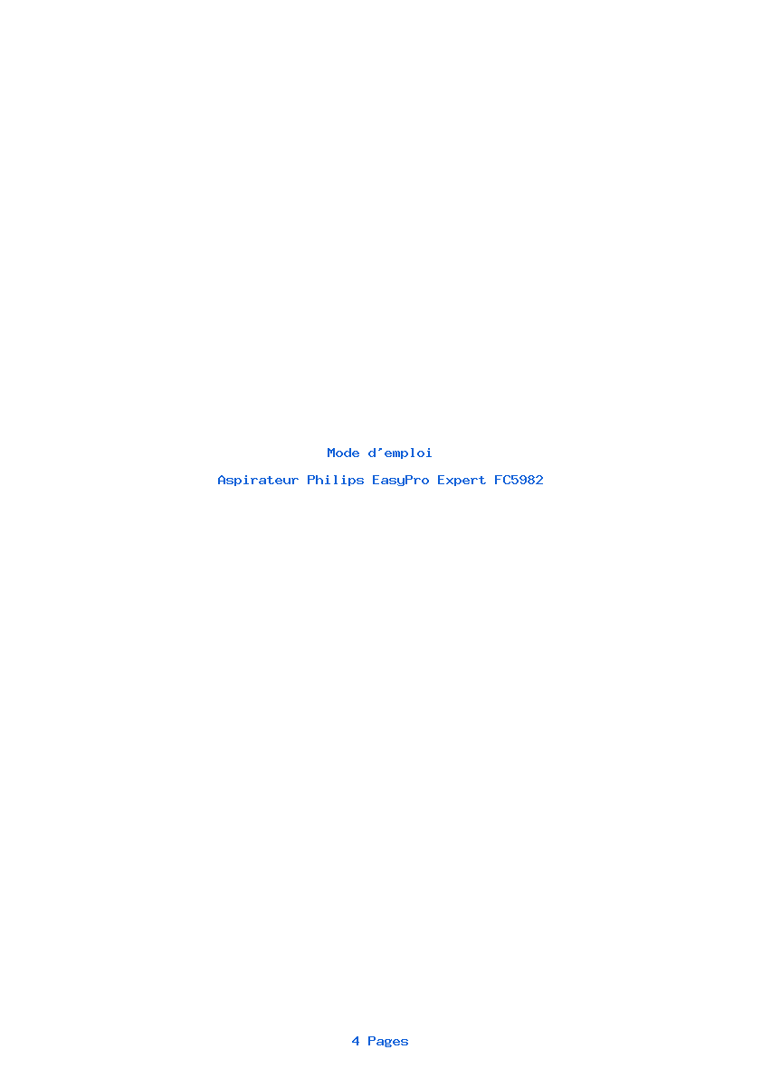 Page 1 de la notice Mode d'emploi Philips EasyPro Expert FC5982