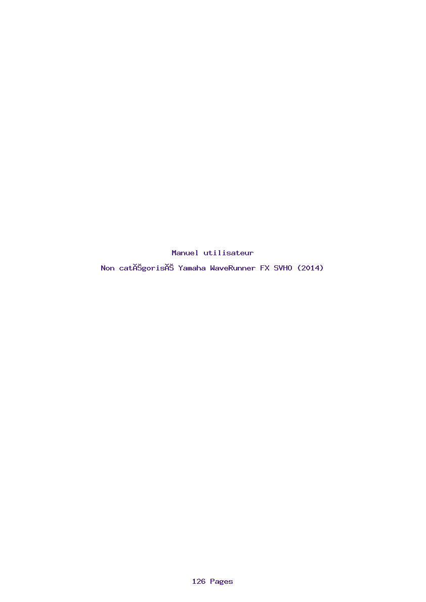 Page 1 de la notice Manuel utilisateur Yamaha WaveRunner FX SVHO (2014)