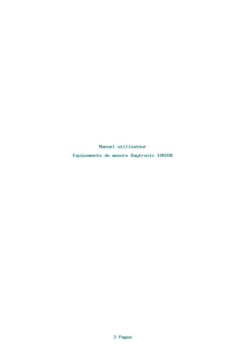 Page 1 de la notice Manuel utilisateur Daytronic 10KUSB