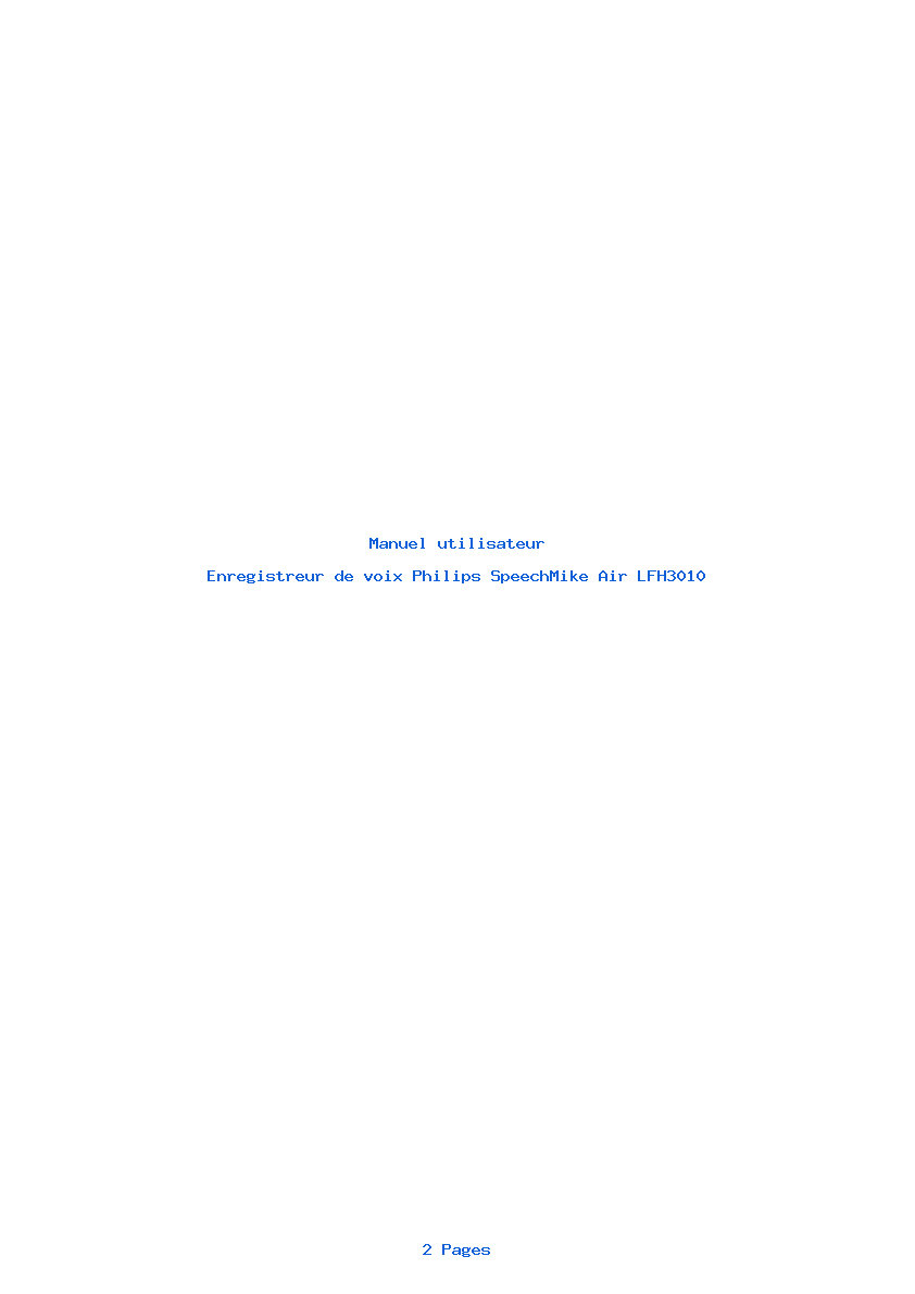 Page 1 de la notice Manuel utilisateur Philips SpeechMike Air LFH3010