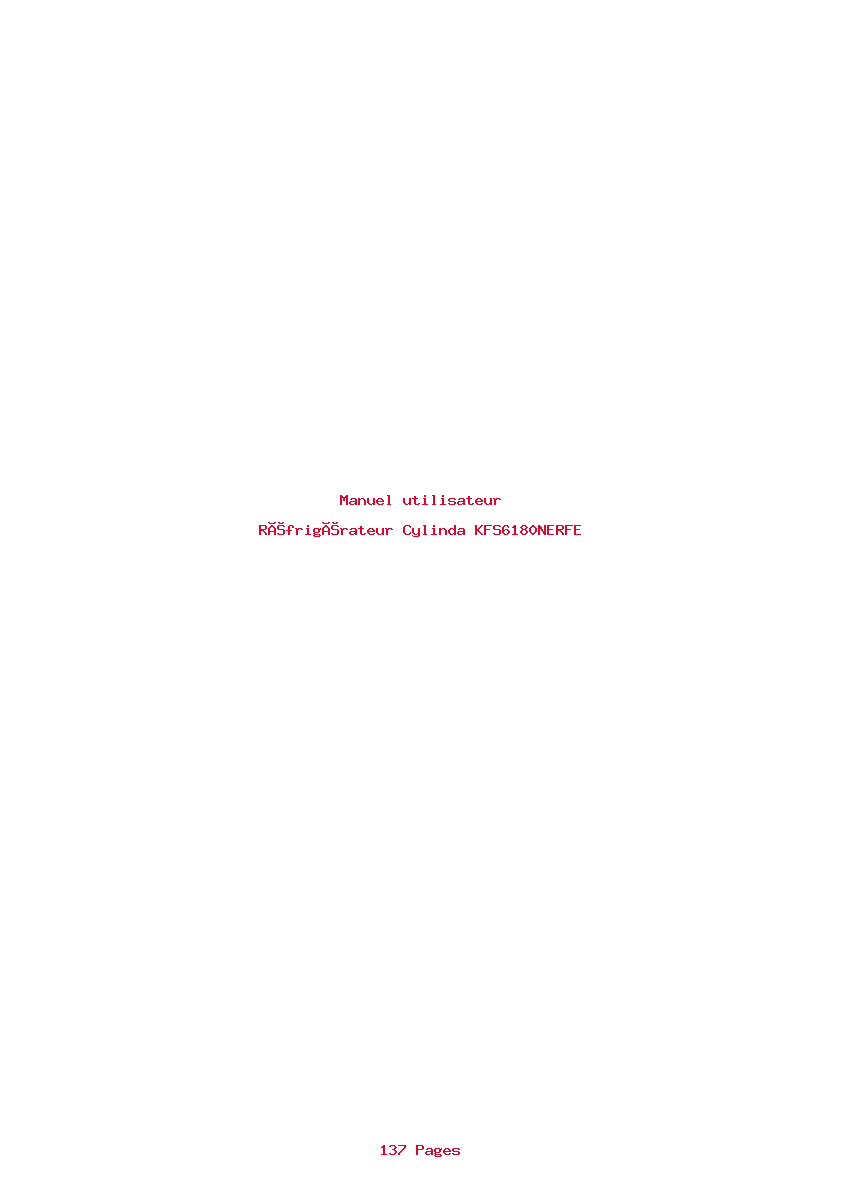 Page 1 de la notice Manuel utilisateur Cylinda KFS6180NERFE