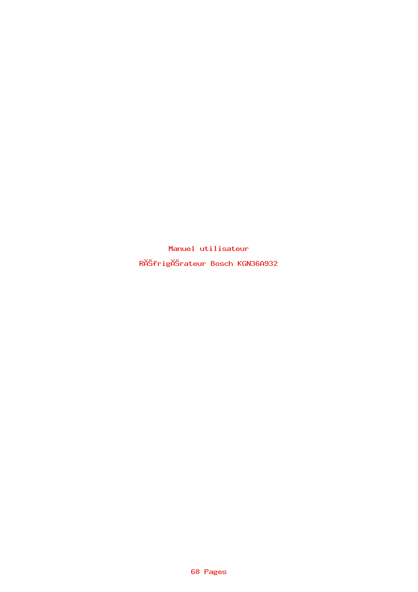 Page 1 de la notice Manuel utilisateur Bosch KGN36A932
