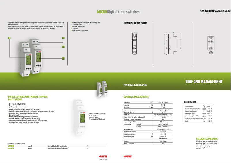 Page 1 de la notice Fiche technique Vemer Micro D