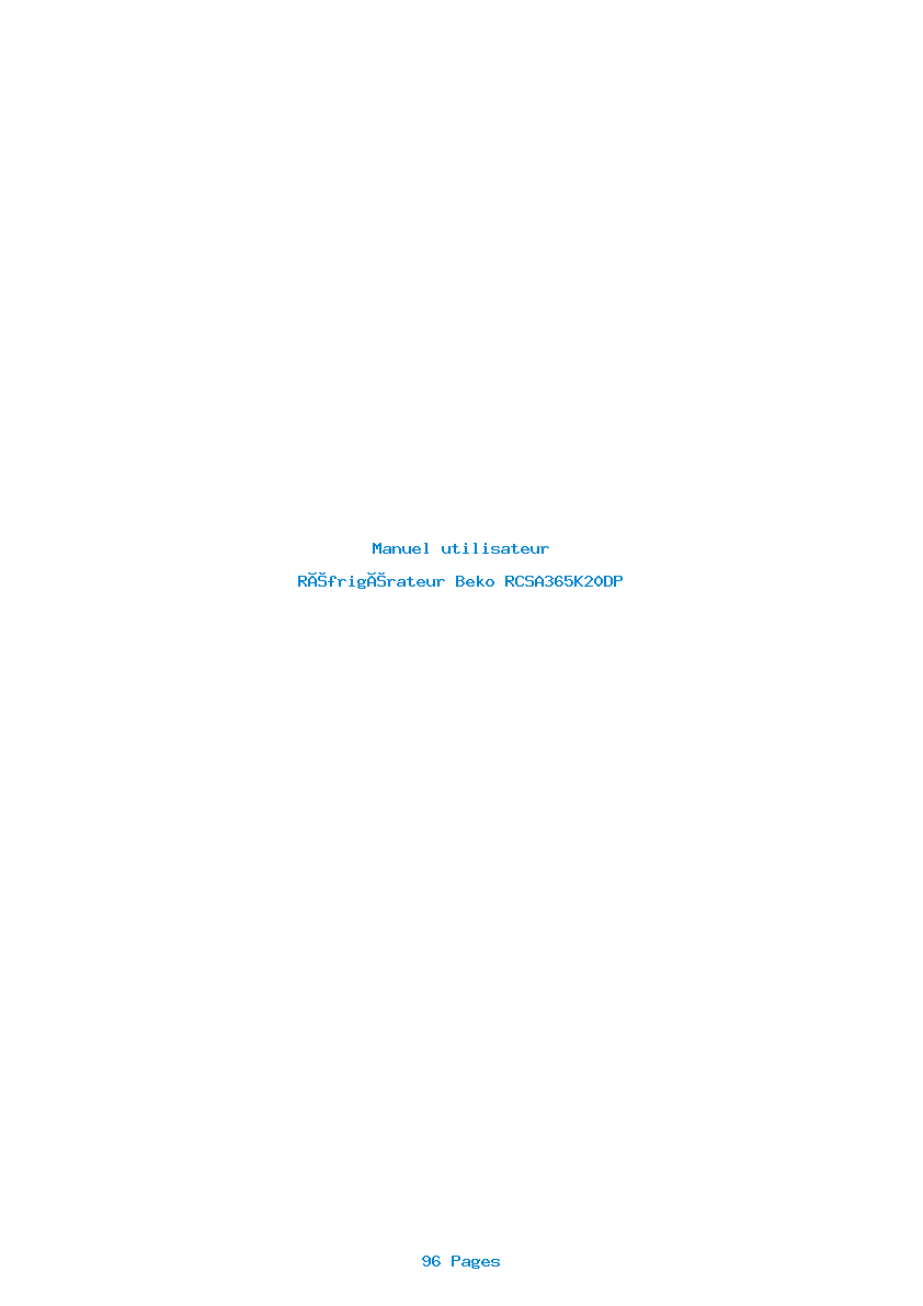 Page 1 de la notice Manuel utilisateur Beko RCSA365K20DP