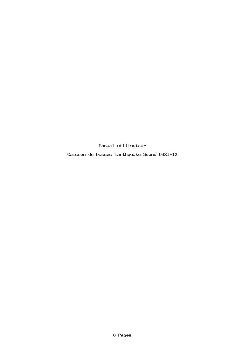 Page 1 de la notice Manuel utilisateur Earthquake Sound DBXi-12