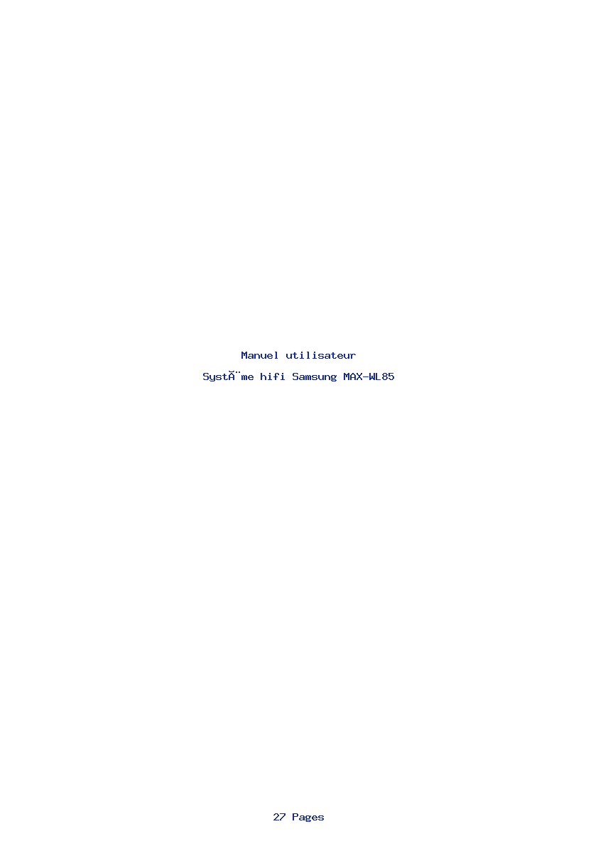 Page 1 de la notice Manuel utilisateur Samsung MAX-WL85