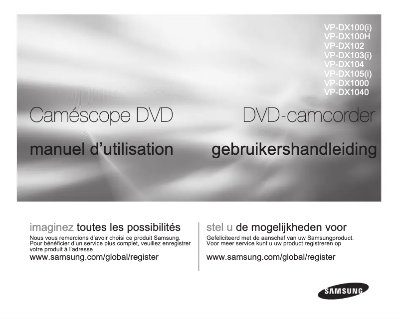 Page 1 de la notice Manuel utilisateur Samsung VP-DX105
