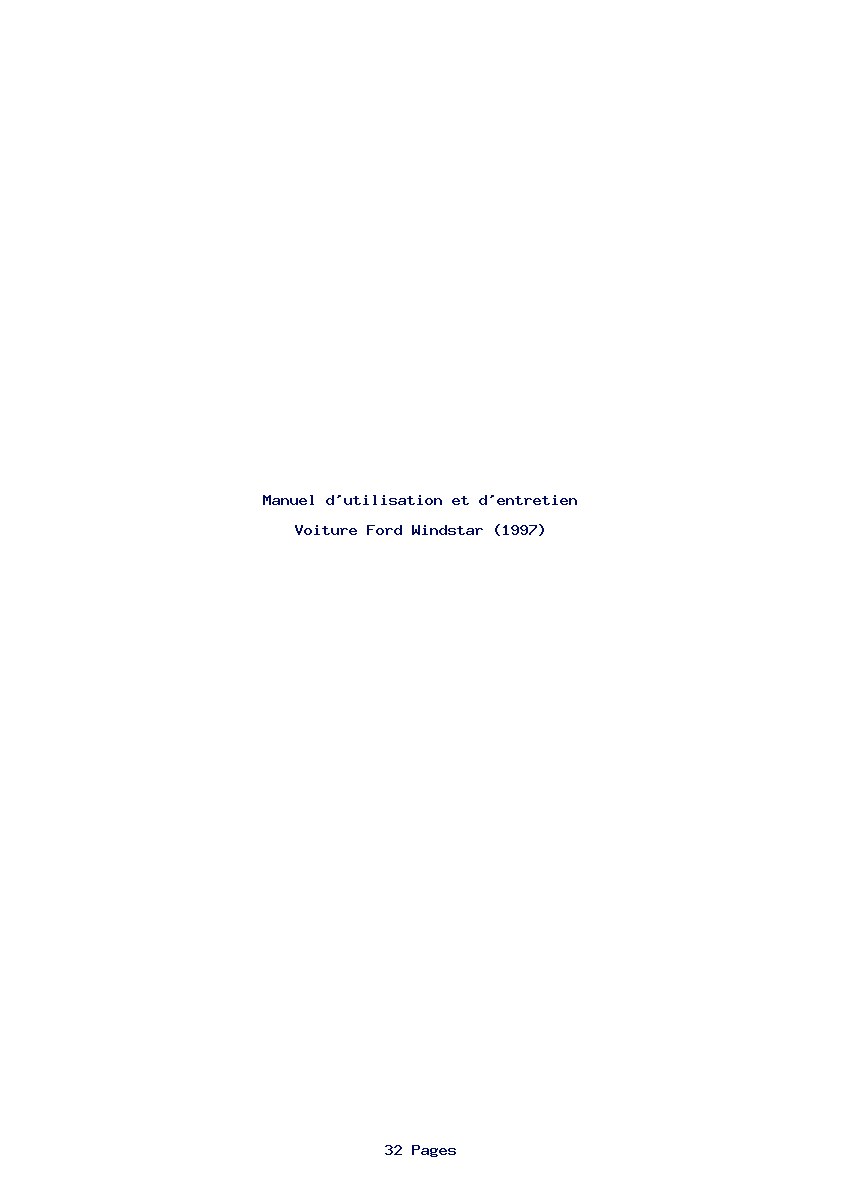 Page 1 de la notice Manuel d'utilisation et d'entretien Ford Windstar (1997)