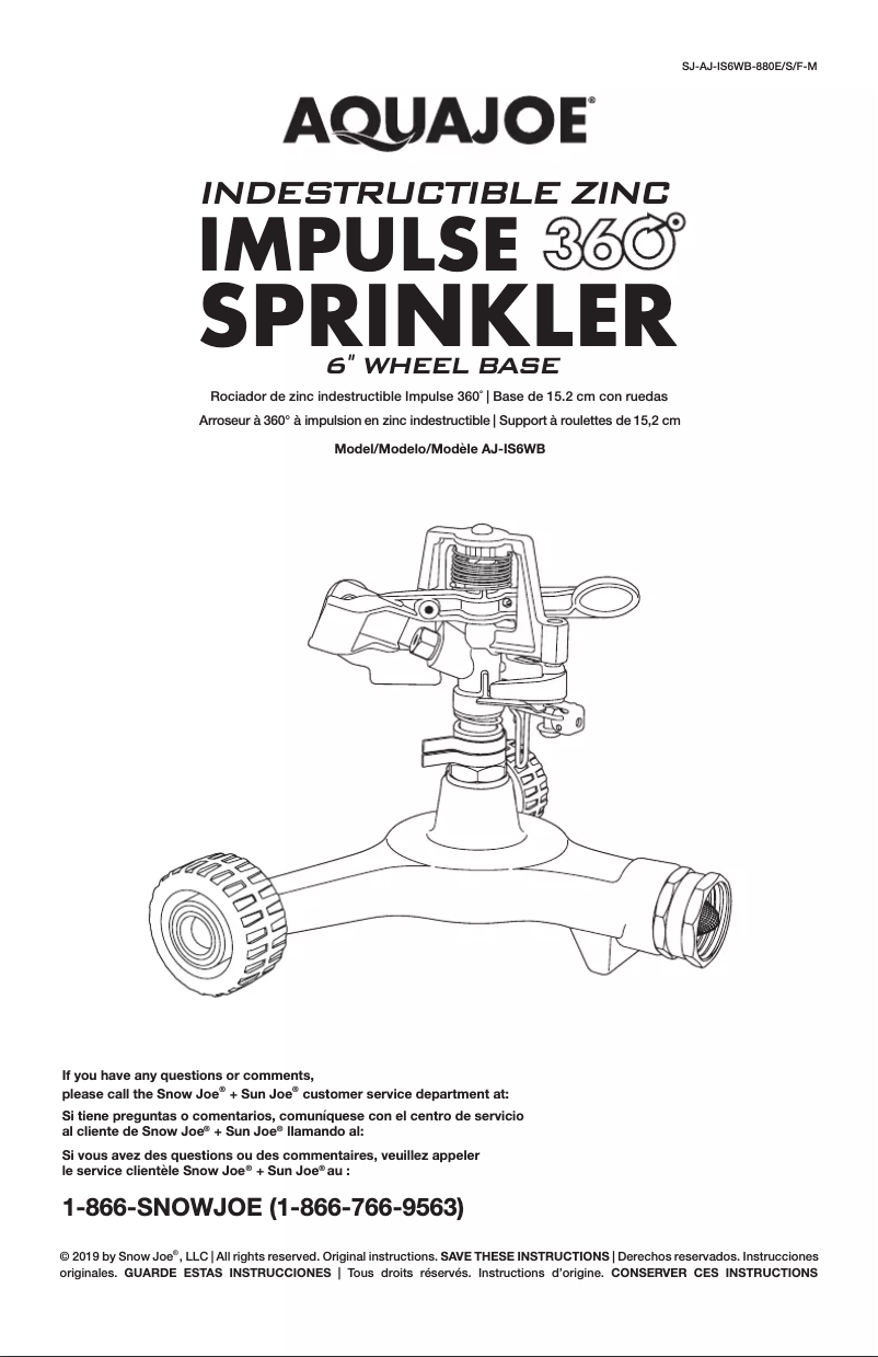 Page 1 de la notice Manuel utilisateur Aqua Joe AJ-IS6WB-RM