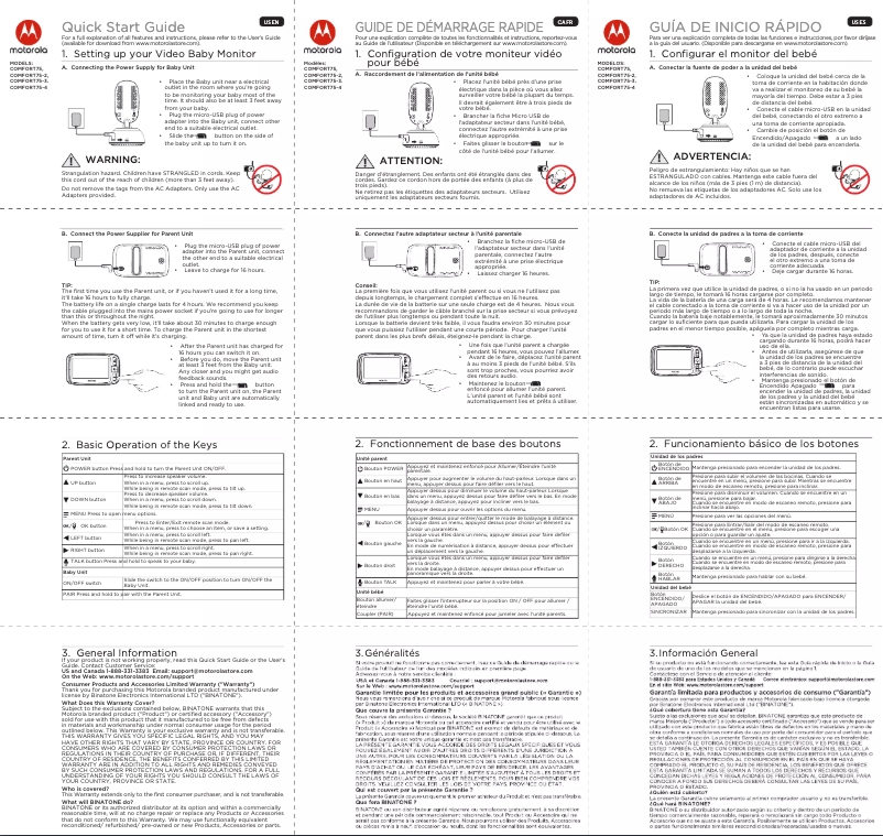 Page 1 de la notice Manuel utilisateur Motorola Comfort 75