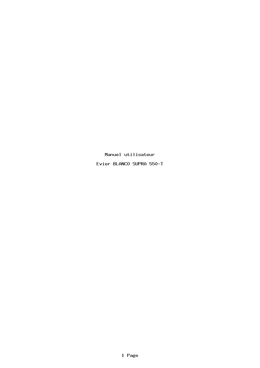 Page 1 de la notice Manuel utilisateur BLANCO SUPRA 550-T