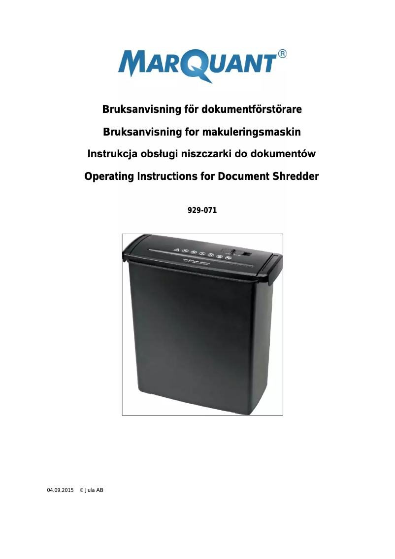 Página 1 del manual Manual de usuario Marquant 929-071
