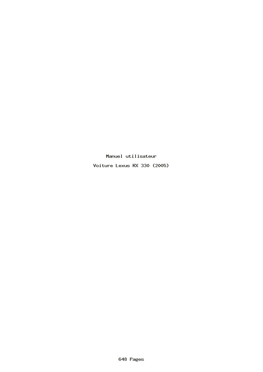 Page 1 de la notice Manuel utilisateur Lexus RX 330 (2005)