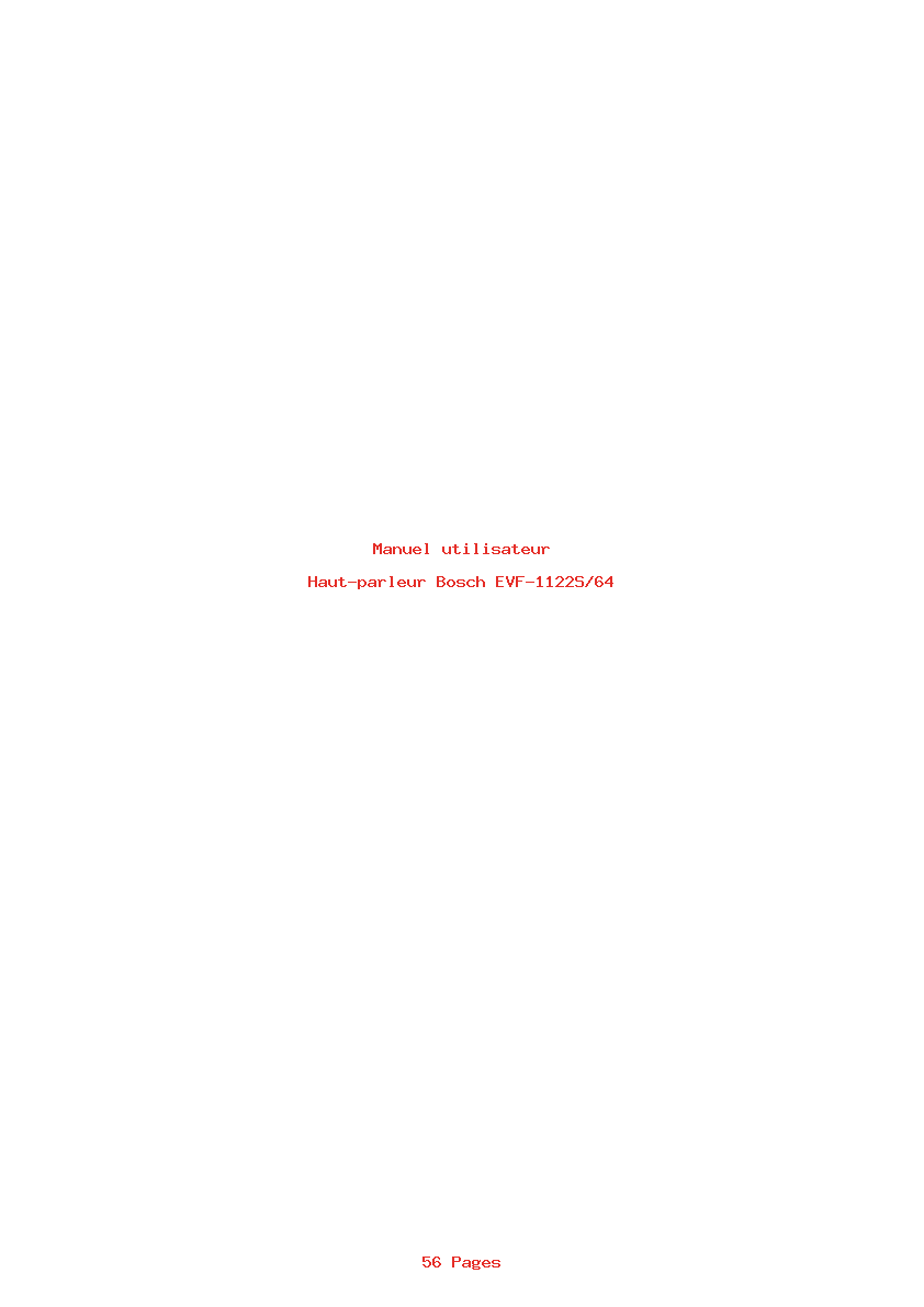 Page 1 de la notice Manuel utilisateur Bosch EVF-1122S/64