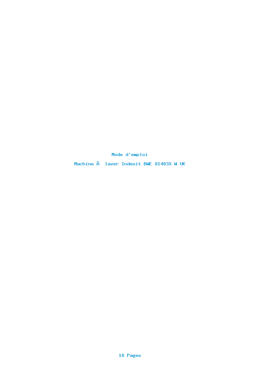 Page 1 de la notice Mode d'emploi Indesit BWE 81483X W UK