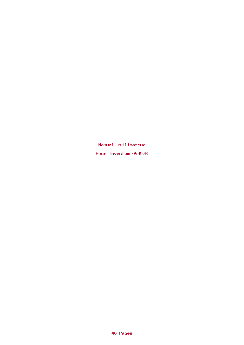 Page 1 de la notice Manuel utilisateur Inventum OV457B