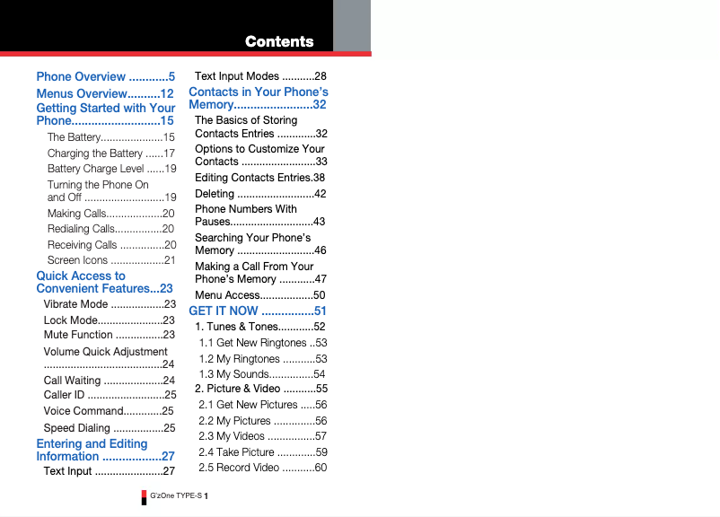 Page 1 de la notice Manuel utilisateur Casio G'zOne TYPE-S PTT