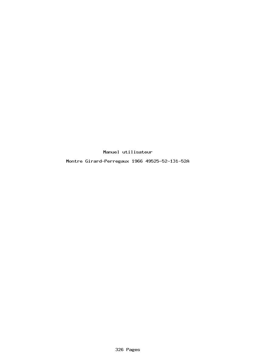 Page 1 de la notice Manuel utilisateur Girard-Perregaux 1966 49525-52-131-52A